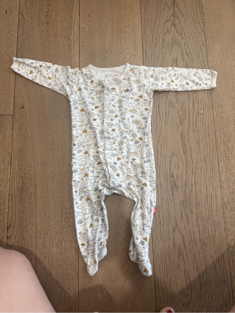 Magnetic Me Slow Living Slug organic cotton magnetic footie, 6-9 Months